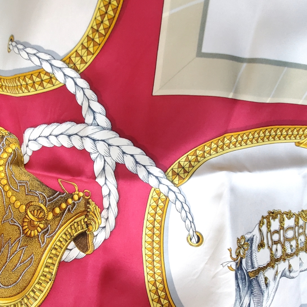 Hermes Silk Scarf in Fuscia, Yellow, White - Picture 11 of 11